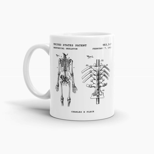 Anatomical Skeleton Patent Coffee Mug; Medical Drinkware