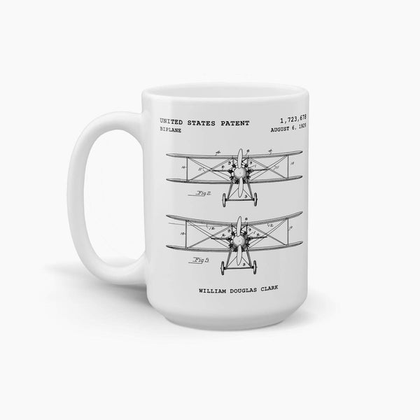 Biplane Patent Coffee Mug; Aviation Drinkware