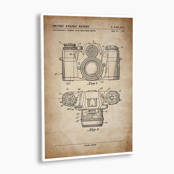 Camera with Exposure Meter Patent Poster; Patent Artwork