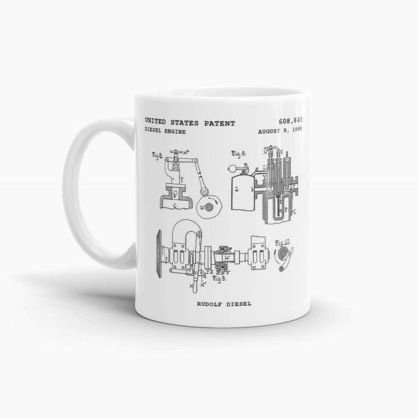Diesel Engine Coffee Mug; Premium Patent Mugs