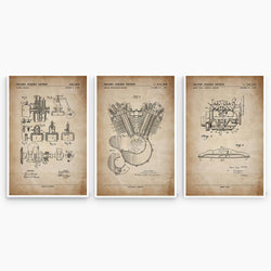 Early Engine Patent Poster Collection; Patent Artwork