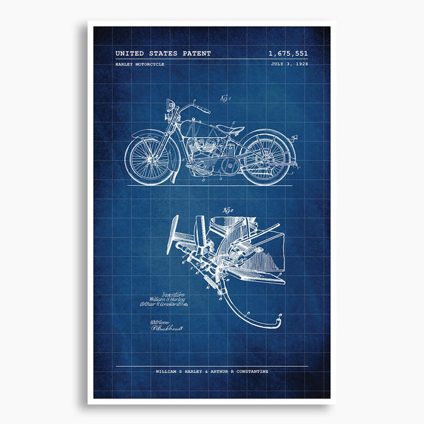 Harley Davidson Motorcycle Patent Poster; Patent Artwork