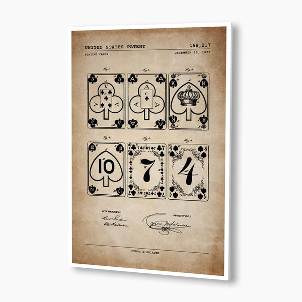 Playing Cards Patent Poster; Patent Artwork