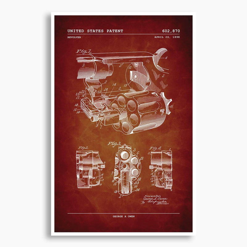 Revolver Patent Poster; Patent Artwork