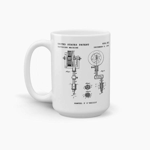 Tattooing Machine Patent Coffee Mug; Premium Patent Drinkware