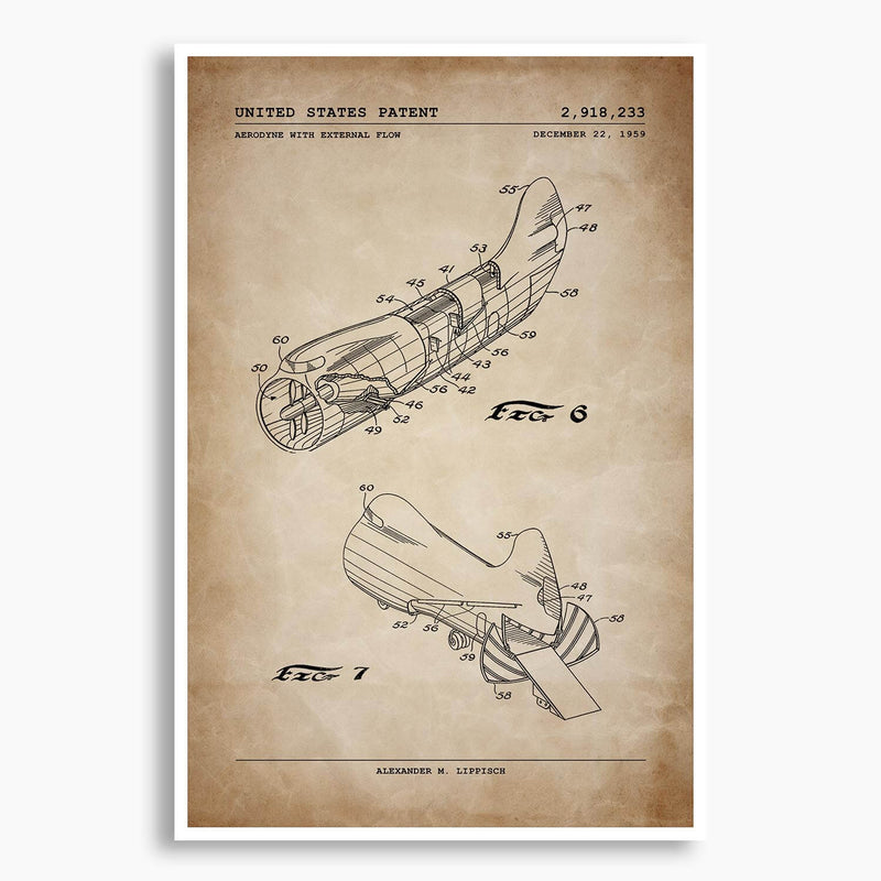 Aerodyne Test Plane Patent Poster; Patent Artwork