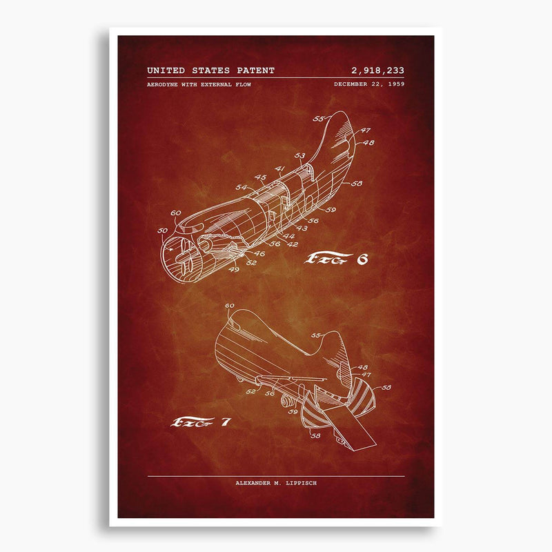 Aerodyne Test Plane Patent Poster; Patent Artwork