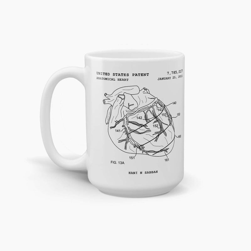 Anatomical Heart Patent Coffee Mug; Medical Drinkware