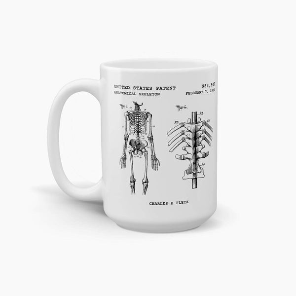 Anatomical Skeleton Patent Coffee Mug; Medical Drinkware