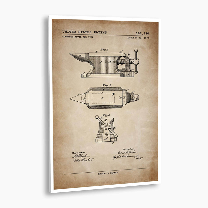 Anvil and Vise Patent Poster; Patent Artwork