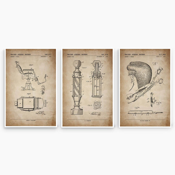 Barbershop Patent Poster Collection; Patent Artwork
