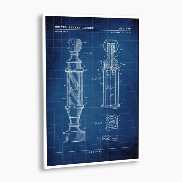 Barbershop Pole Patent Poster; Patent Artwork