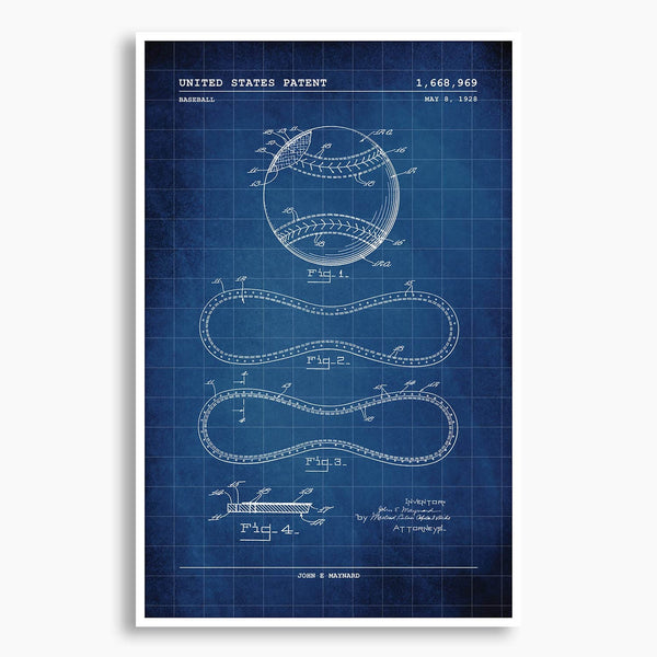 Baseball Patent Poster; Patent Artwork
