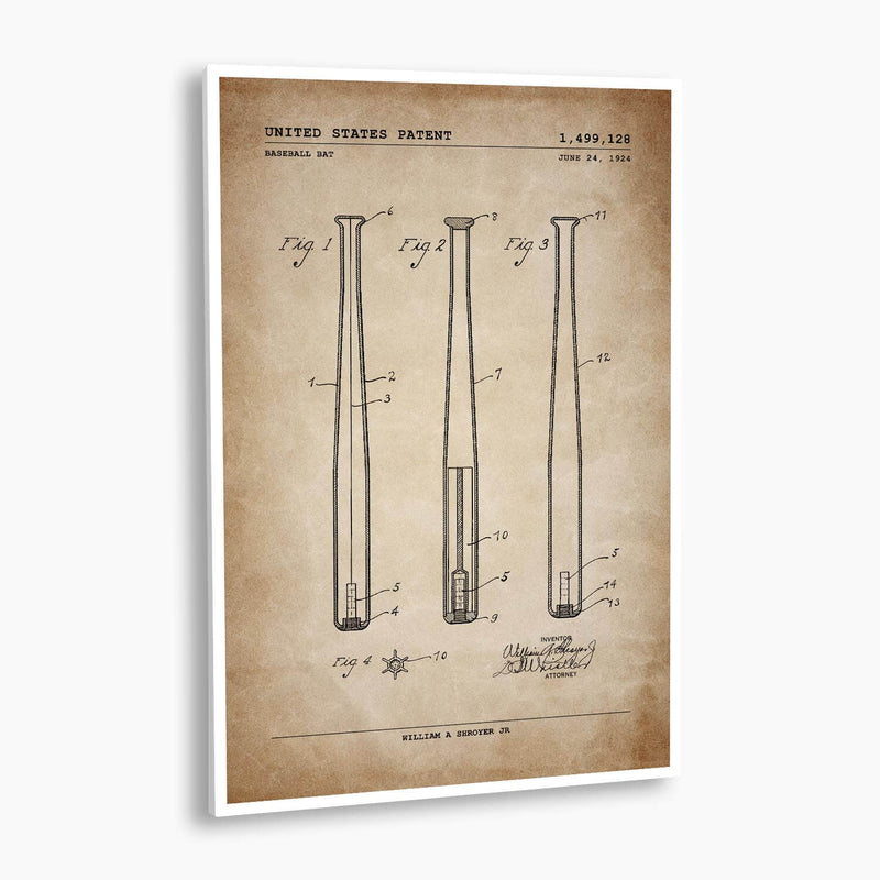 Baseball Bat Patent Poster; Patent Artwork