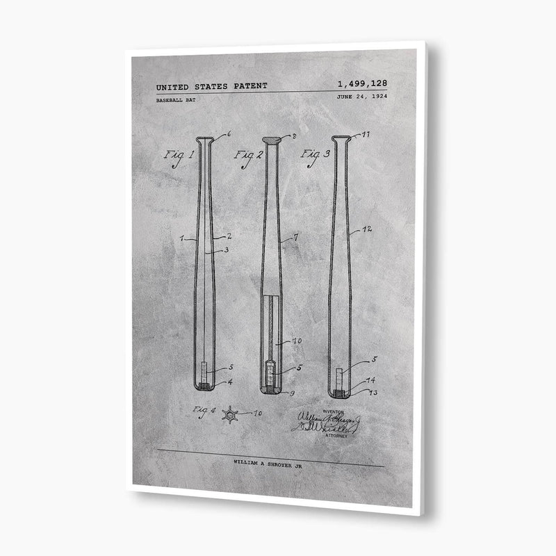 Baseball Bat Patent Poster; Patent Artwork