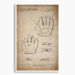 Baseball Glove Patent Poster; Patent Artwork
