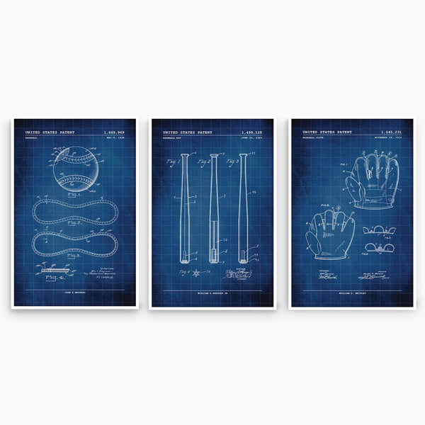 Baseball Patent Poster Collection; Patent Artwork