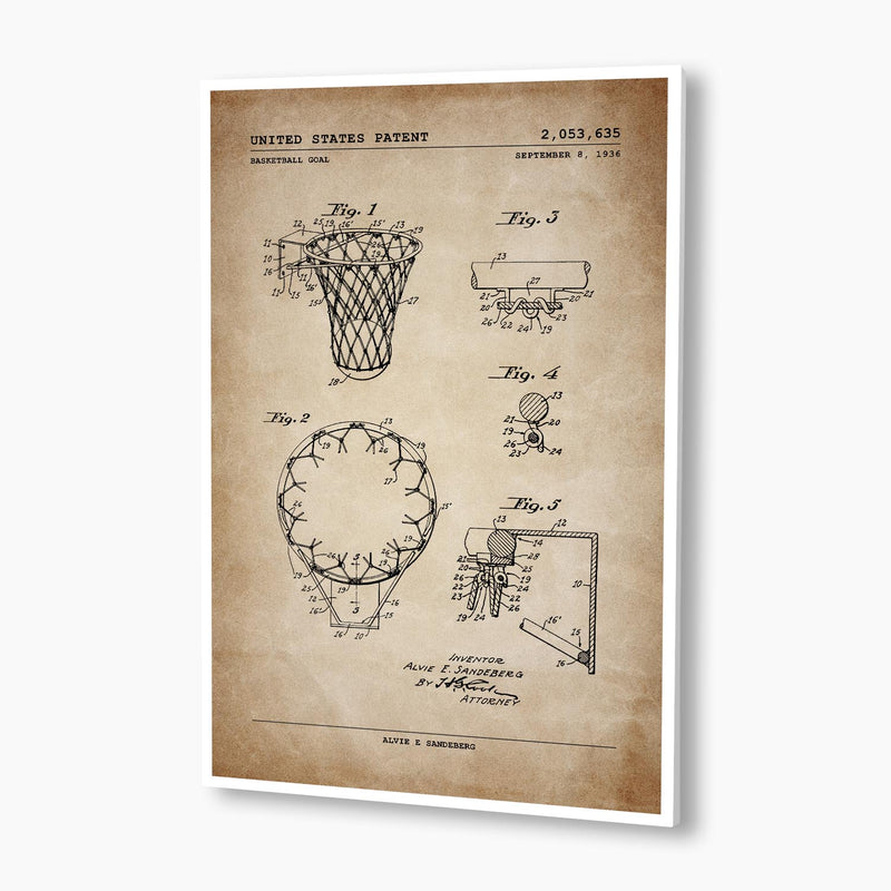 Basketball Hoop Patent Poster; Patent Artwork