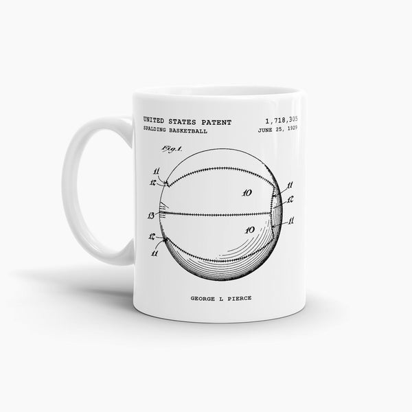 Spalding Basketball Patent Coffee Mug; Patent Drinkware