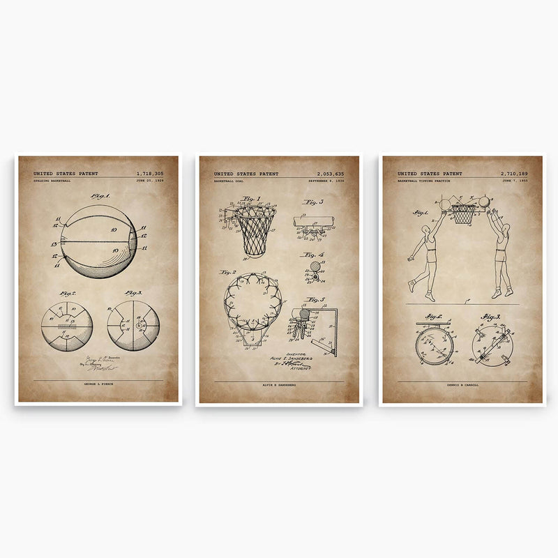 Basketball Patent Poster Collection; Patent Artwork
