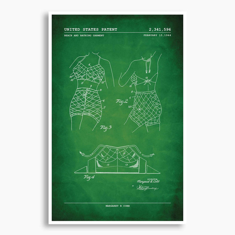 Bathing Garment Patent Poster; Patent Artwork