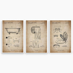 Bathroom Decor Patent Poster Collection; Patent Artwork