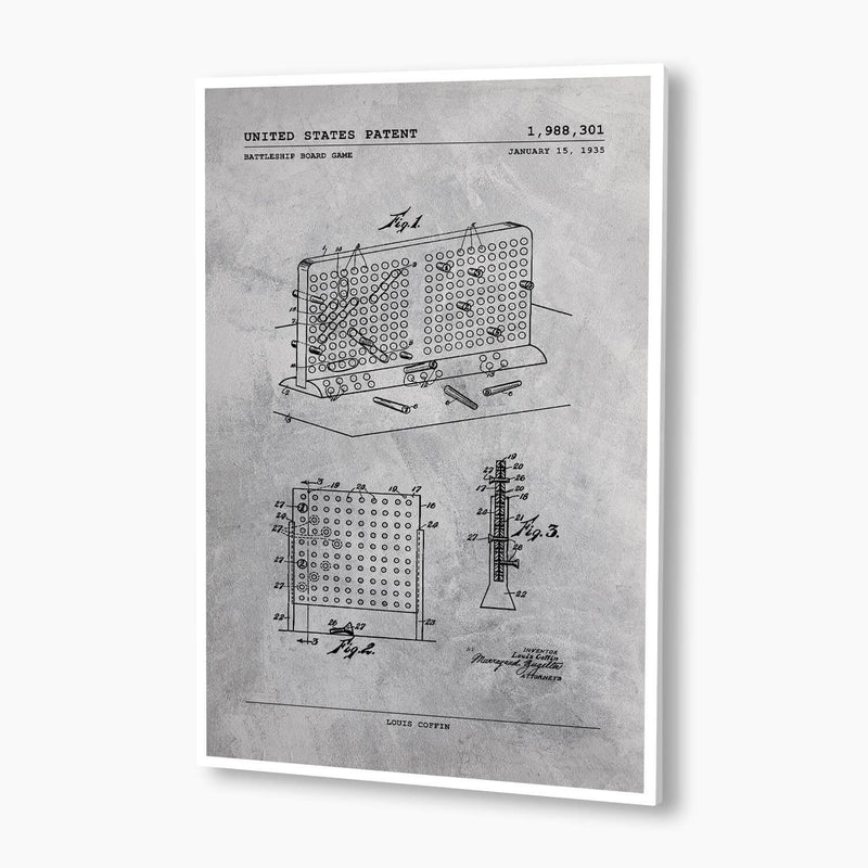 Battleship Board Game Patent Poster; Patent Artwork
