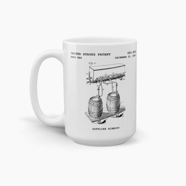 Beer Keg Patent Coffee Mug; Patent Drinkware