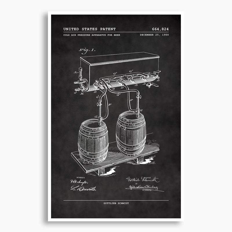 Beer Keg Machine Patent Poster; Patent Artwork