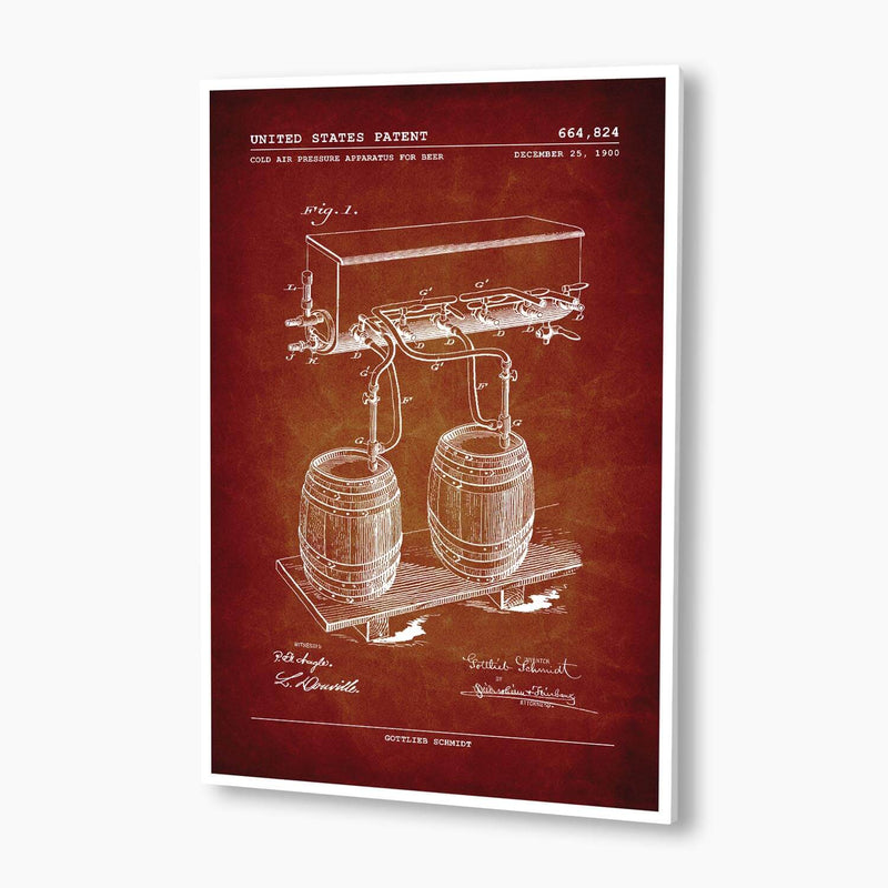 Beer Keg Machine Patent Poster; Patent Artwork