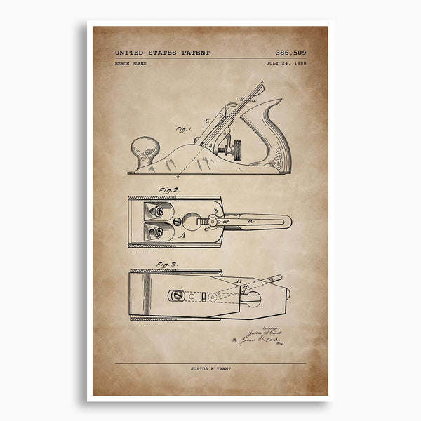 Bench Plane Patent Poster; Patent Artwork