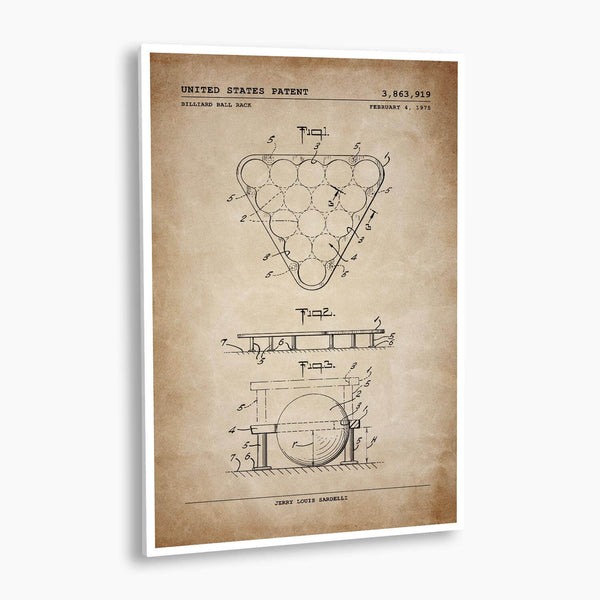 Billiard Ball Rack Patent Poster; Patent Artwork