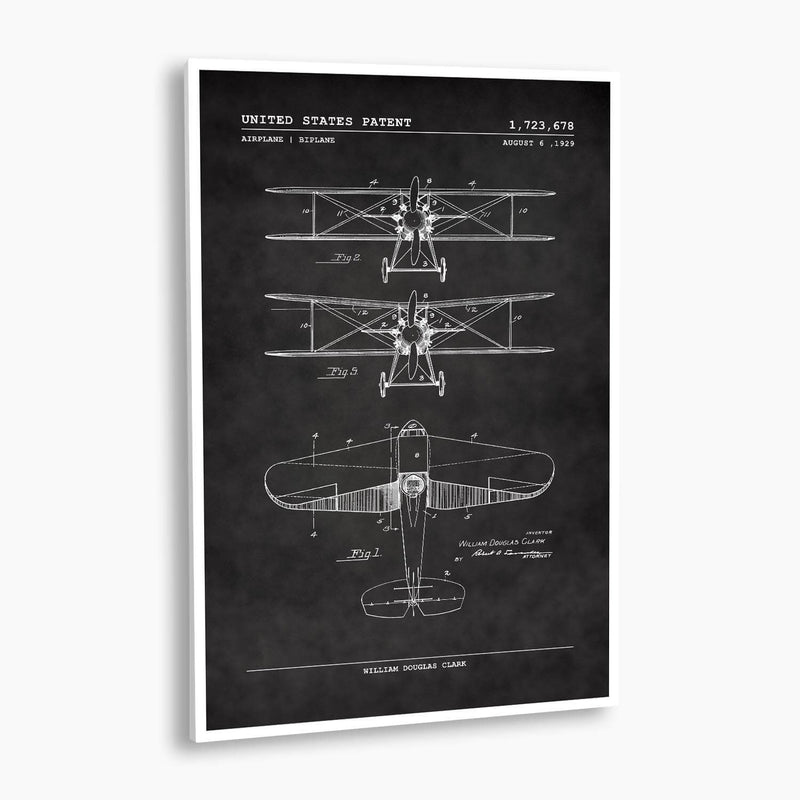 Biplane Aircraft Patent Poster; Patent Artwork