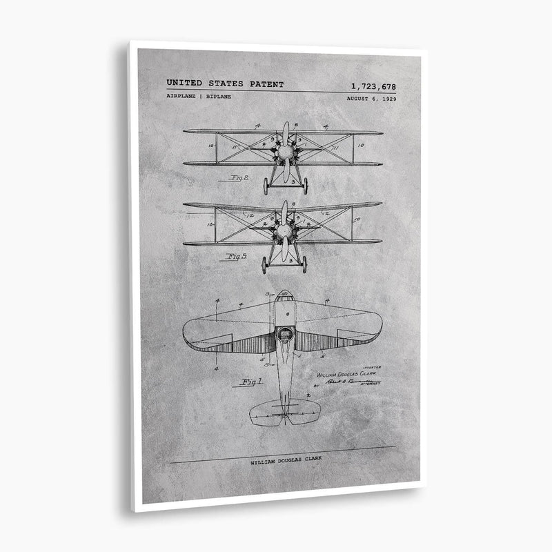 Biplane Aircraft Patent Poster; Patent Artwork