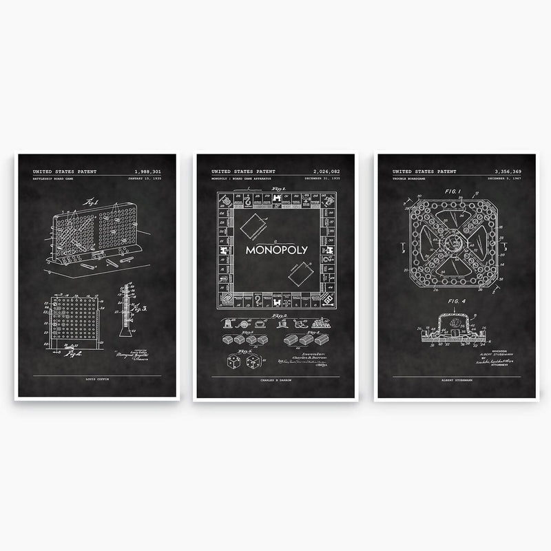 Board Game Patent Poster Collection; Patent Artwork