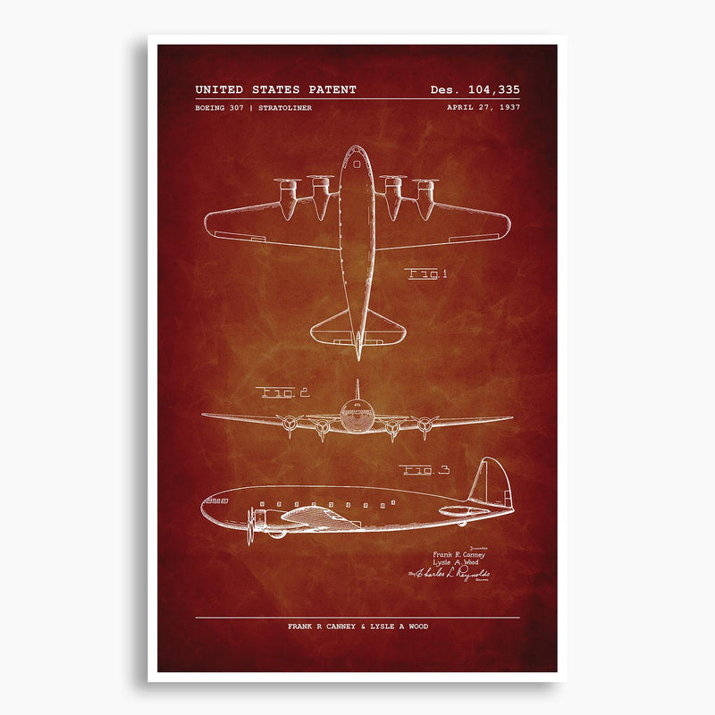 Boeing 307 Stratoliner Patent Poster; Patent Artwork