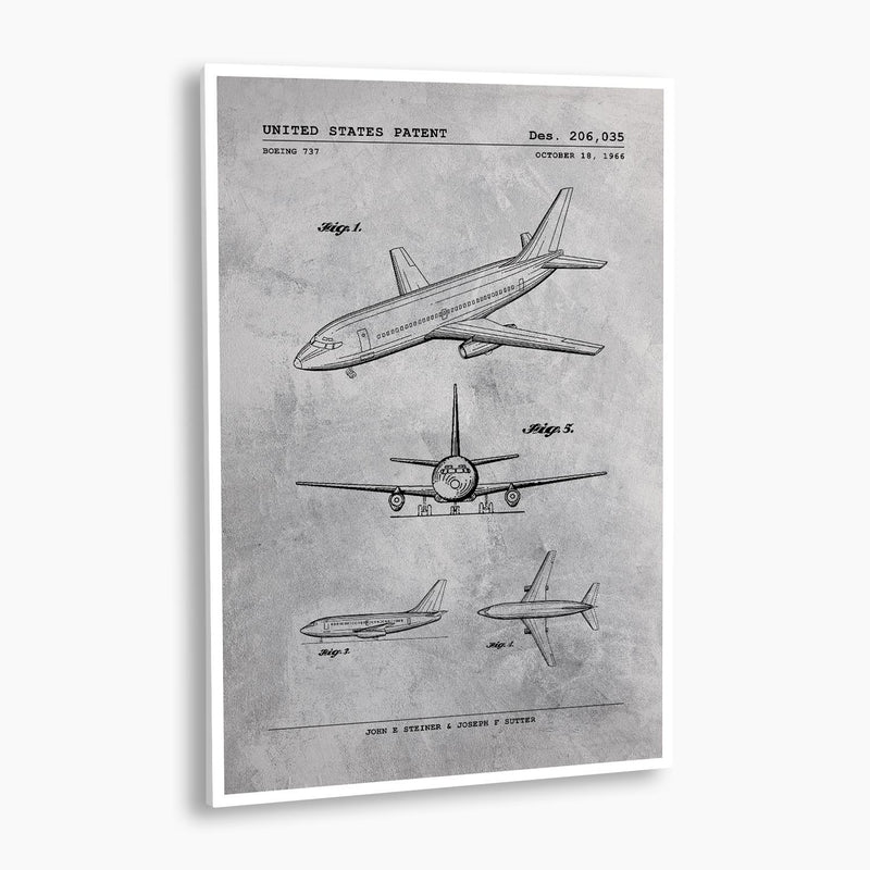 Boeing 737 Passenger Aircraft Patent Poster; Patent Artwork