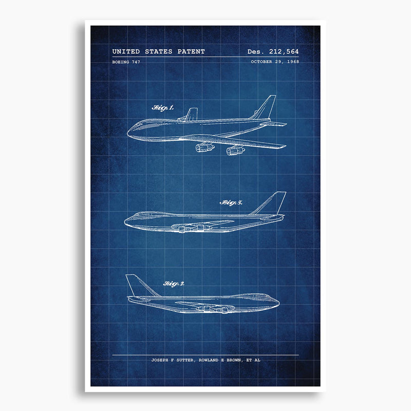 Boeing 747 Passenger Aircraft Patent Poster; Patent Artwork