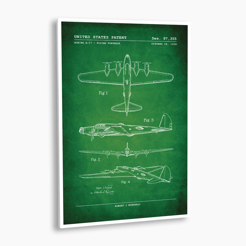 Boeing B-17 Flying Fortress Aircraft Patent Poster; Patent Artwork