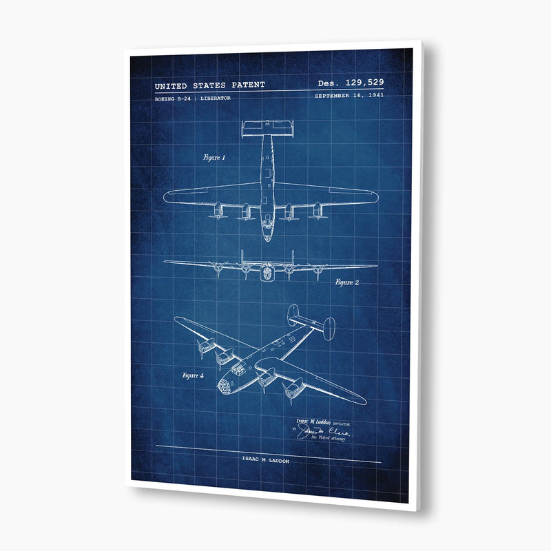 Boeing B-24 Liberator Aircraft Patent Poster; Patent Artwork