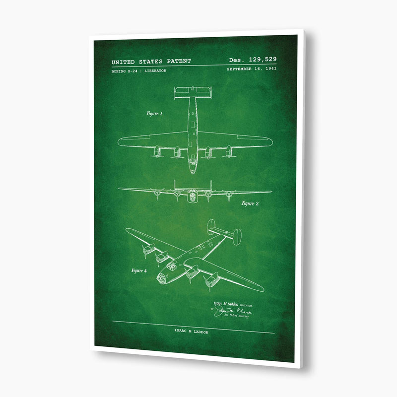 Boeing B-24 Liberator Aircraft Patent Poster; Patent Artwork