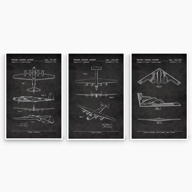 Bomber Aircraft Patent Poster Collection; Patent Artwork