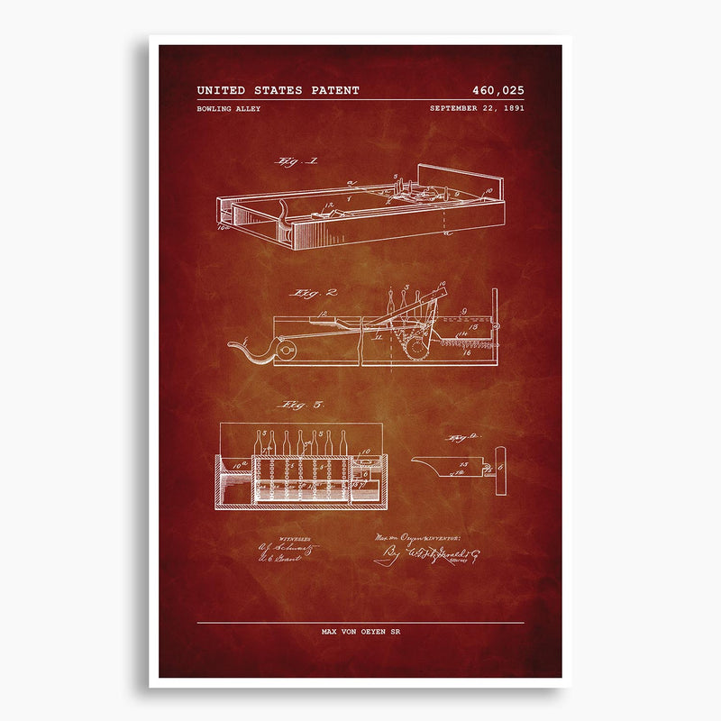 Bowling Alley Patent Poster; Patent Artwork
