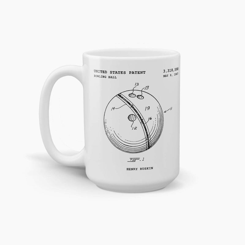 Bowling Ball Patent Coffee Mug; Patent Drinkware