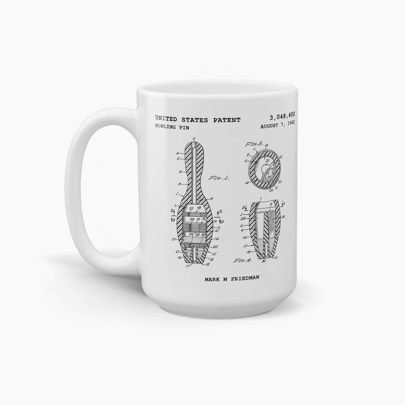 Bowling Pin Patent Coffee Mug; Patent Drinkware