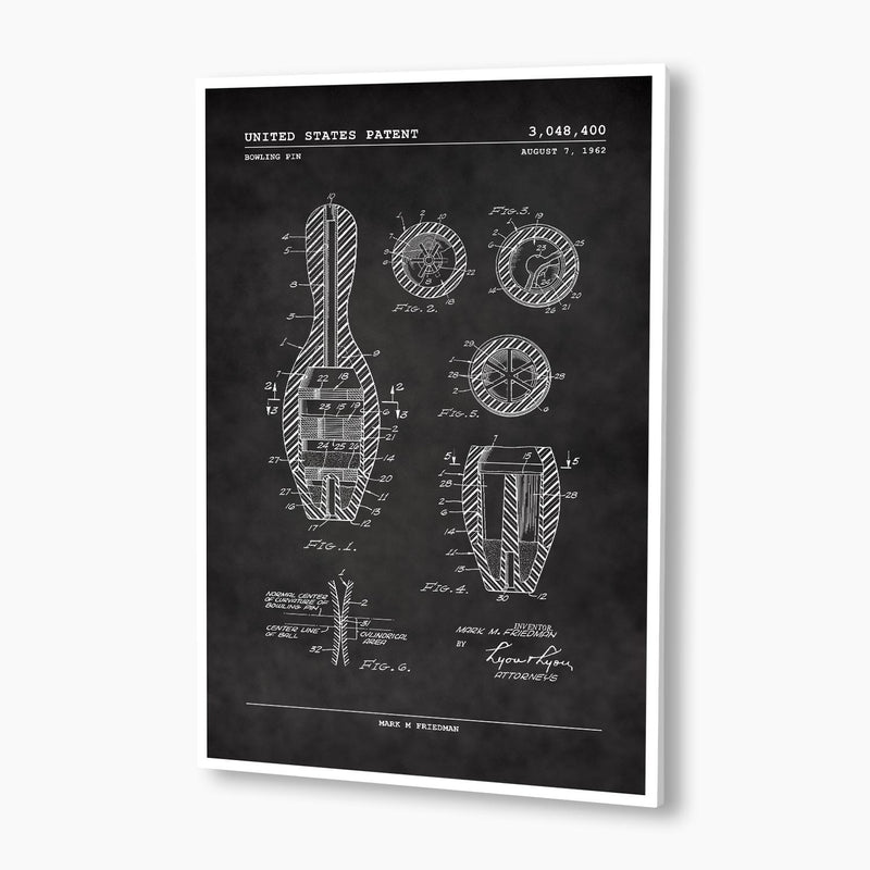 Bowling Pin Patent Poster; Patent Artwork