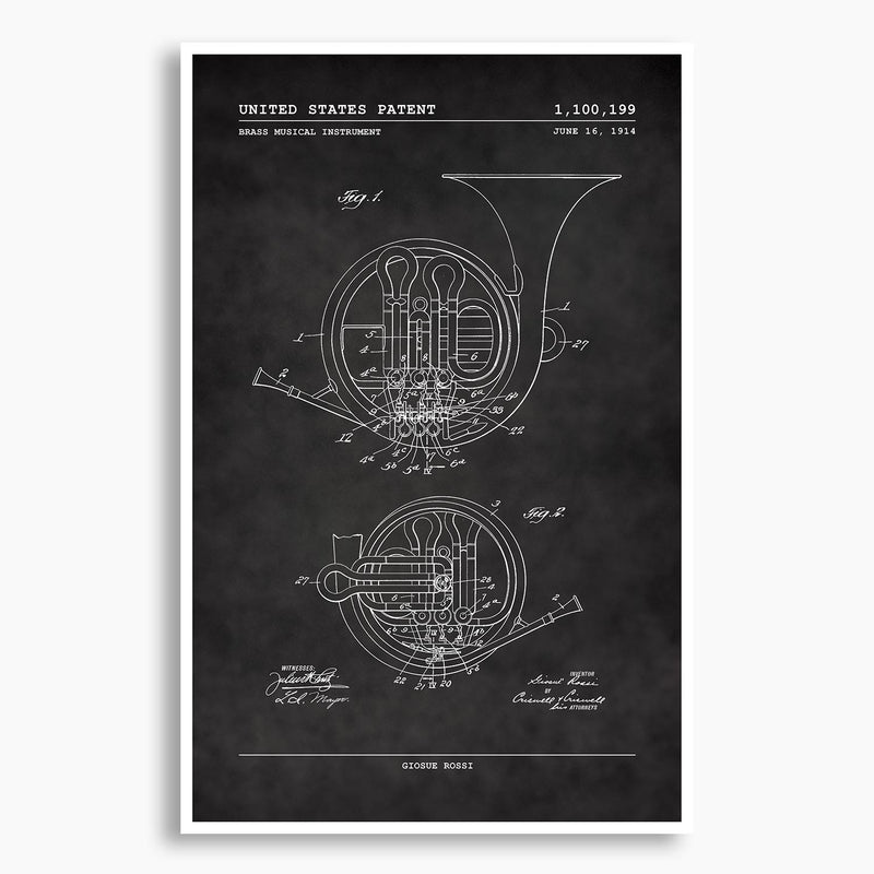 Brass Horn Patent Poster; Patent Artwork
