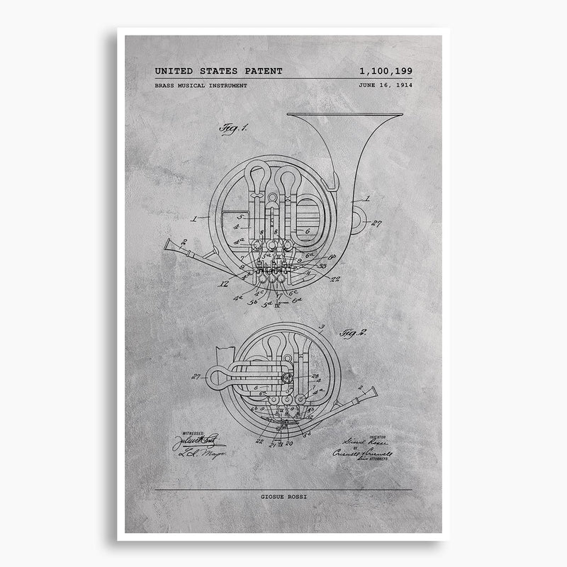 Brass Horn Patent Poster; Patent Artwork