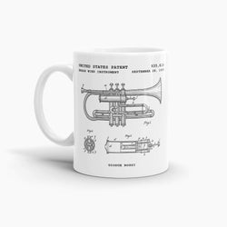 Brass Wind Trumpet Patent Coffee Mug; Patent Drinkware