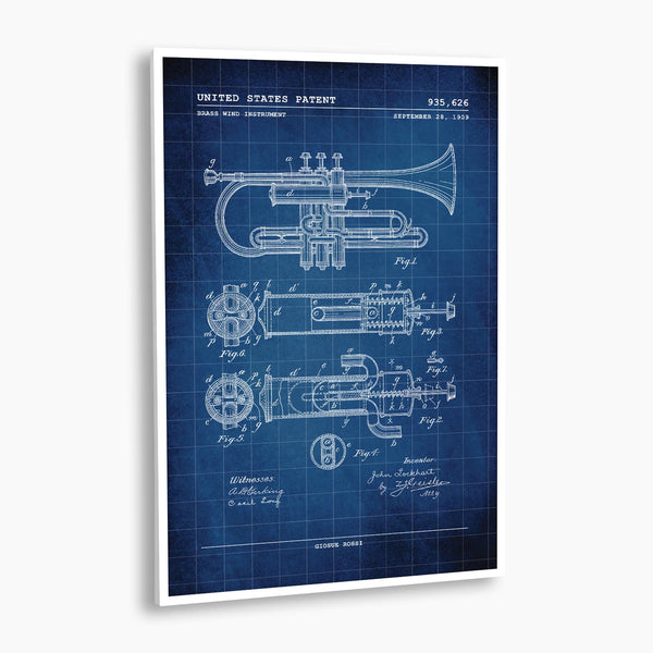 Brass Wind Trumpet Patent Poster; Patent Artwork